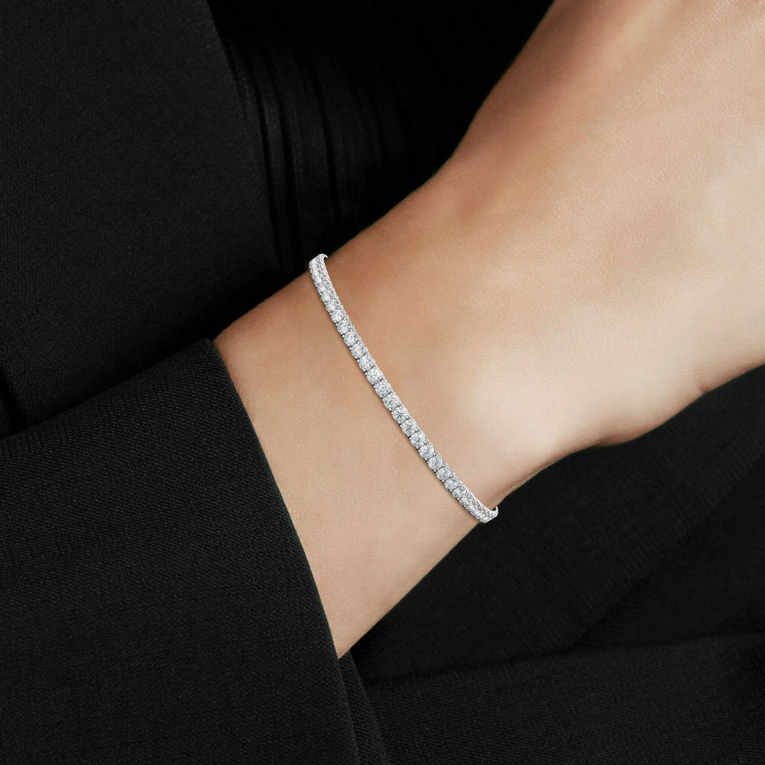 5CT Lab Grown Diamond Tennis Bracelet 4 Claw Setting In 18K White Gold