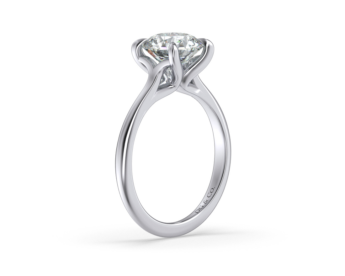 Silvia Solitaire Classic Style Round Cut Diamond Ring - 18K White