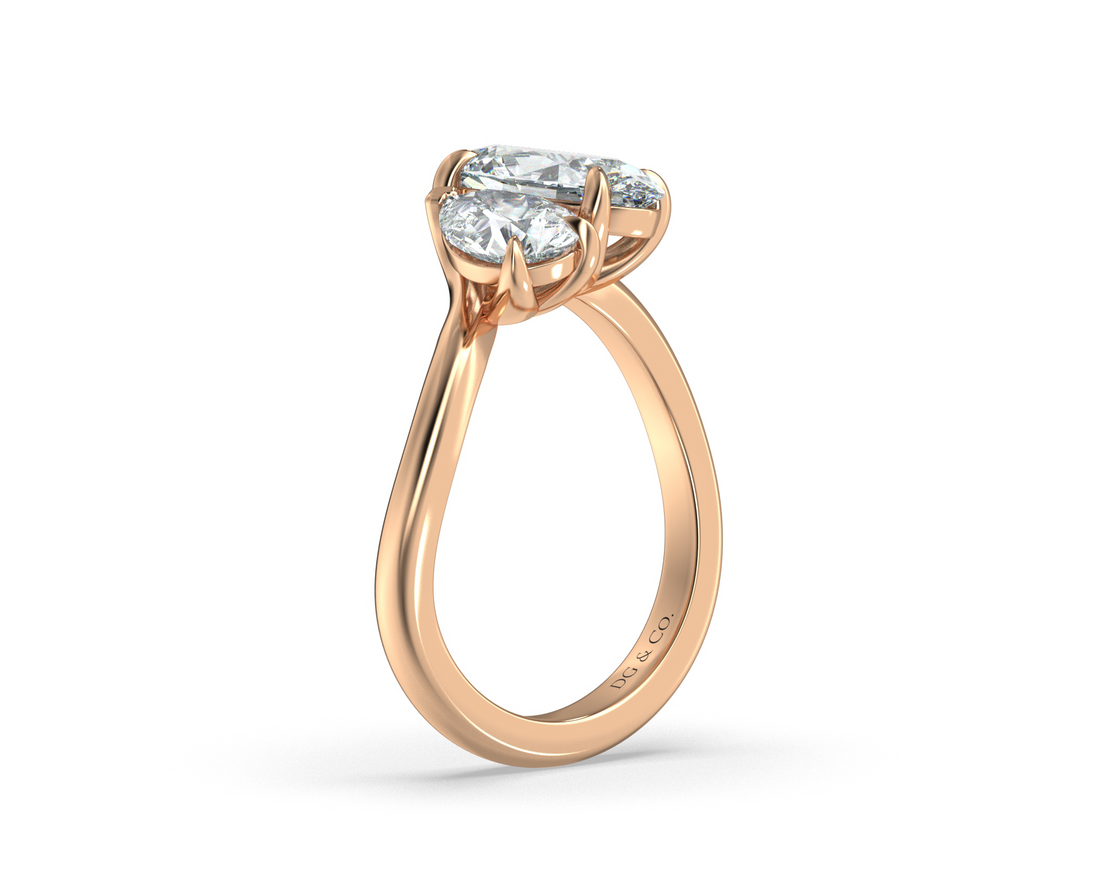 Amorie Toi Et Moi Twist Band Claw Setting Diamond Engagement Ring - 18K Rose