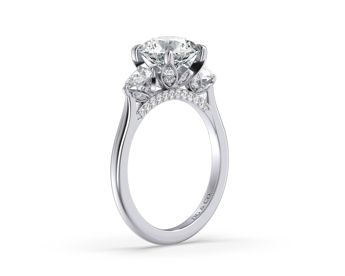 Sarah Trilogy Hidden Halo four Claw Setting Diamond engagement ring - 18K White