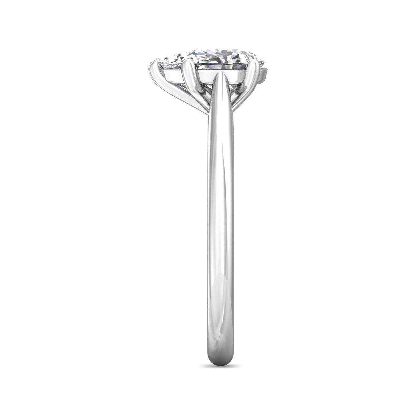 Pear Shape Solitaire Diamond Engagement Ring With a Tapered Plain Band - Platinum - DG & Co. Jewellery