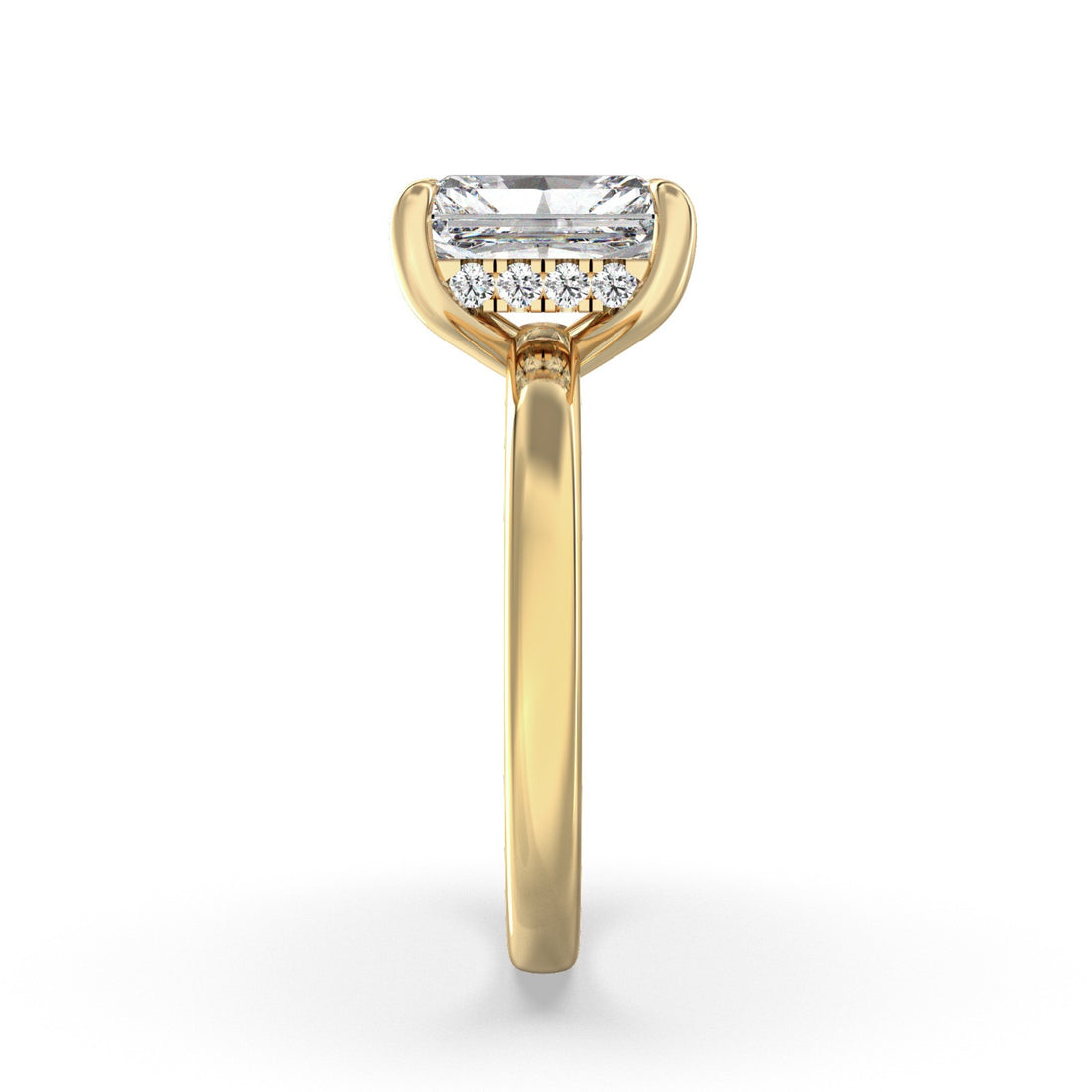 Abbey Raidant Cut Solitaire Hidden Halo Low Setting Engagement Ring - 18K Yellow