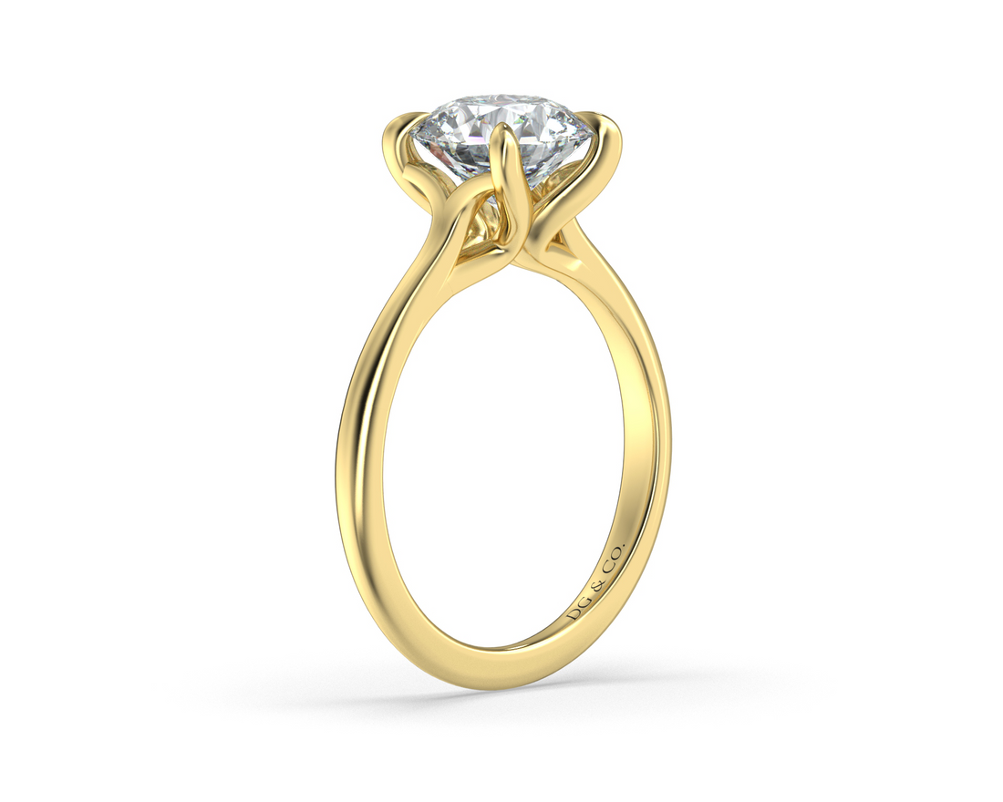 Silvia Solitaire Classic Style Round Cut Diamond Ring - 18K Yellow