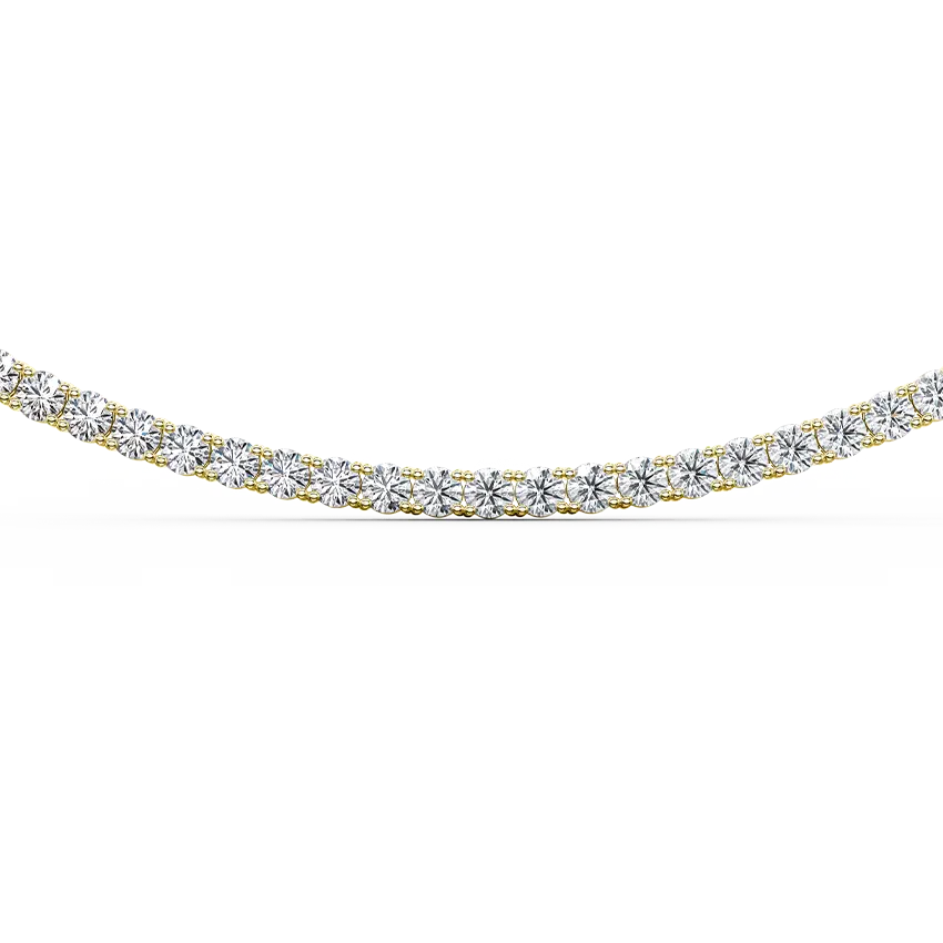 Nova 7CT Lab Grown Diamond Tennis Necklace Classic Four Claw Setting - 18K Yellow