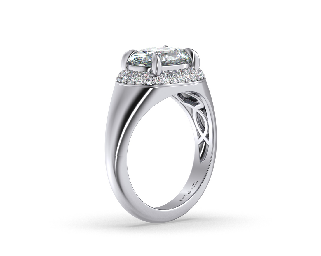 Nilla Oval Cut East West Halo Diamond Engagement Ring - 18K White