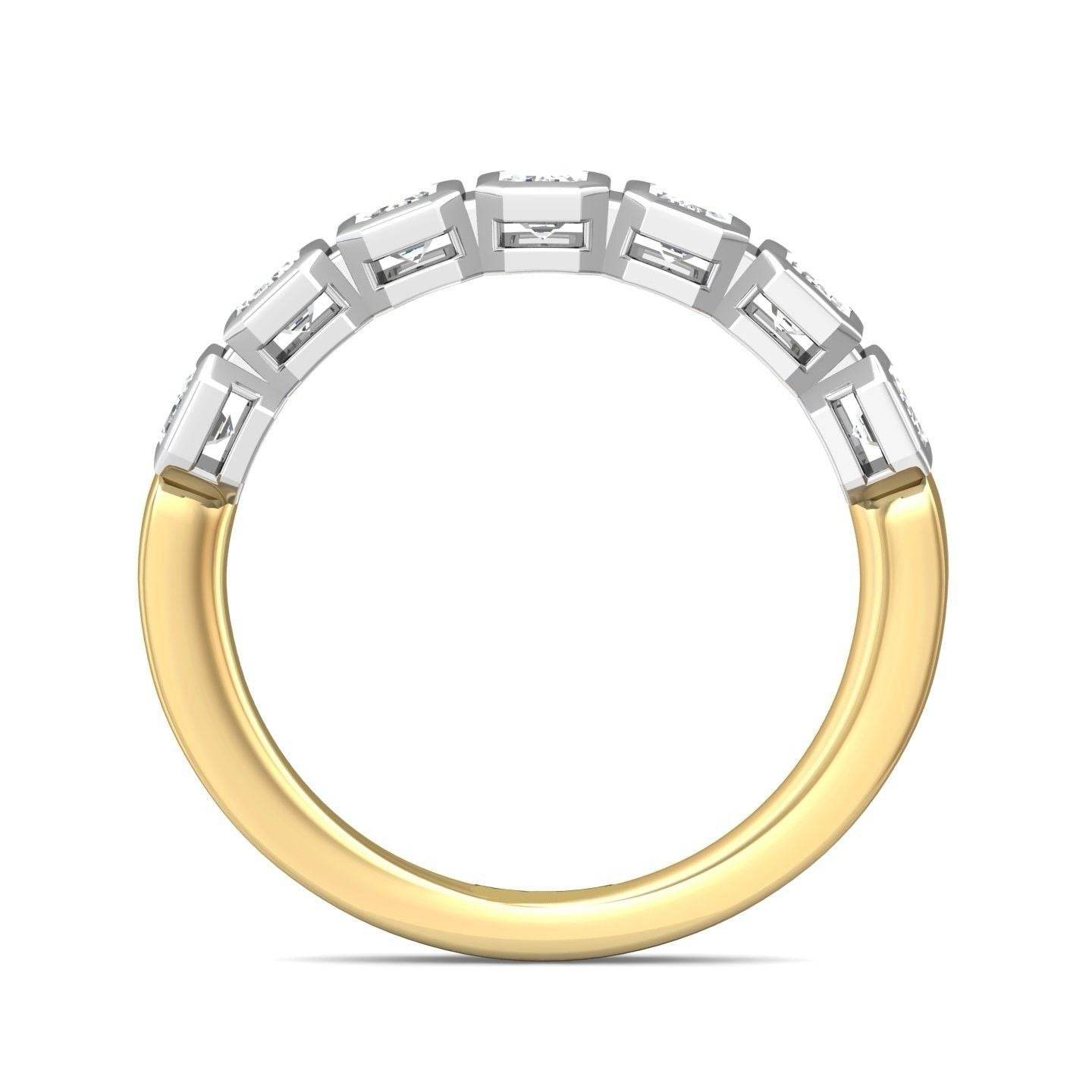 1.00 CT 7 Stones Emerald Cut Diamond Wedding Band Bezel Set - 18K Yellow - DG & Co. Jewellery