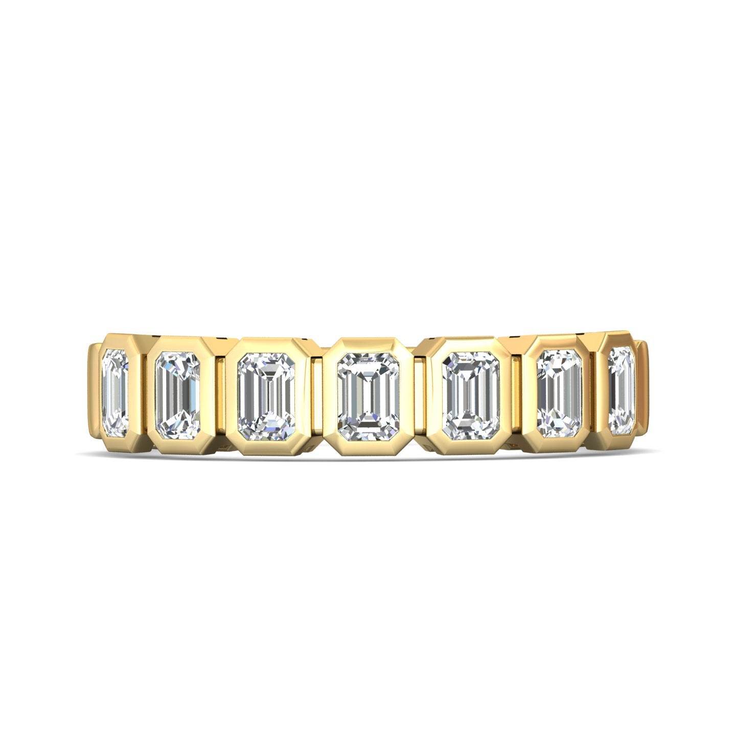 1.00 CT 7 Stones Emerald Cut Diamond Wedding Band Bezel Set - 18K Yellow - DG & Co. Jewellery