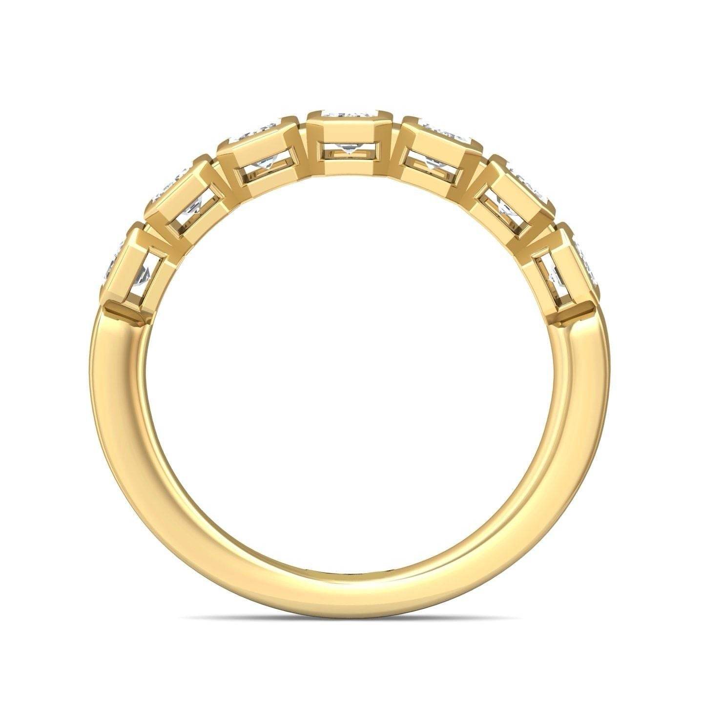 1.00 CT 7 Stones Emerald Cut Diamond Wedding Band Bezel Set - 18K Yellow - DG & Co. Jewellery