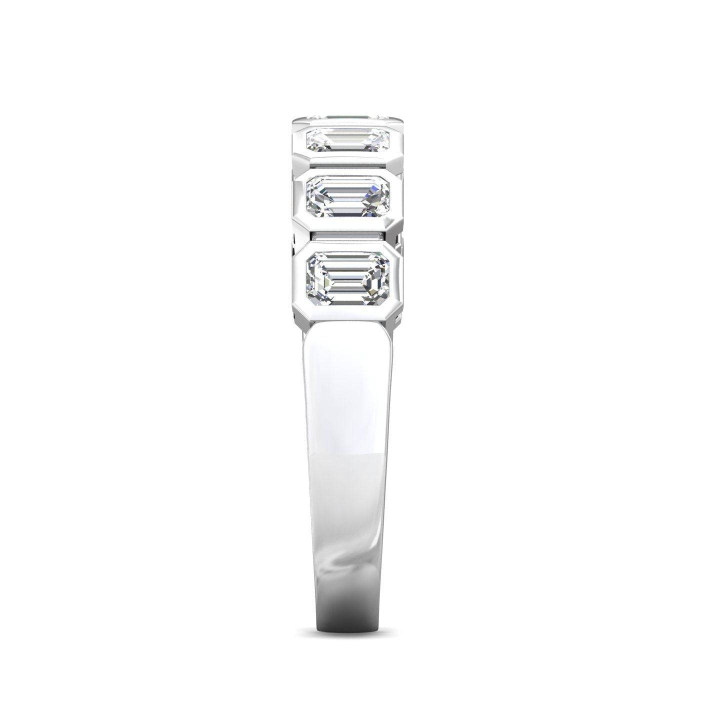 1.00 CT 7 Stones Emerald Cut Diamond Wedding Band Bezel Set - 18K White - DG & Co. Jewellery
