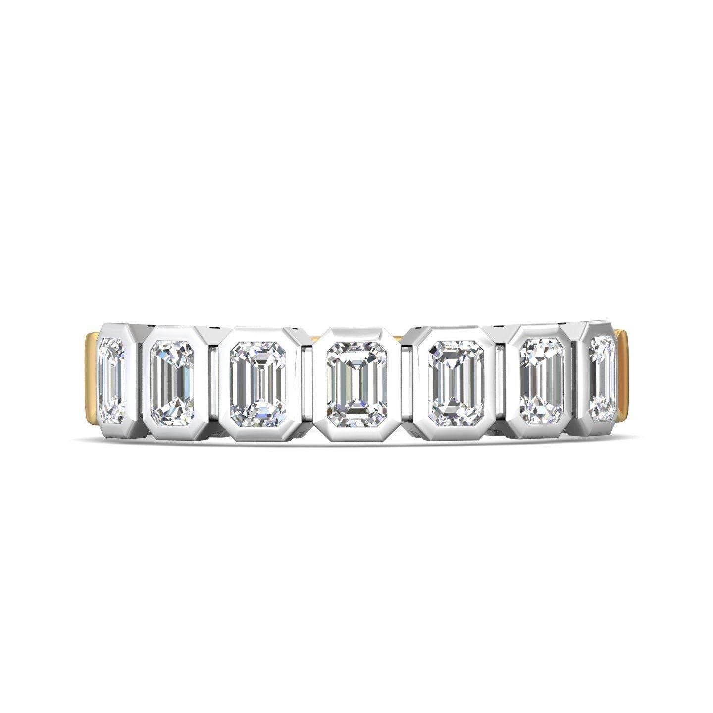 1.00 CT 7 Stones Emerald Cut Diamond Wedding Band Bezel Set - 18K Yellow - DG & Co. Jewellery