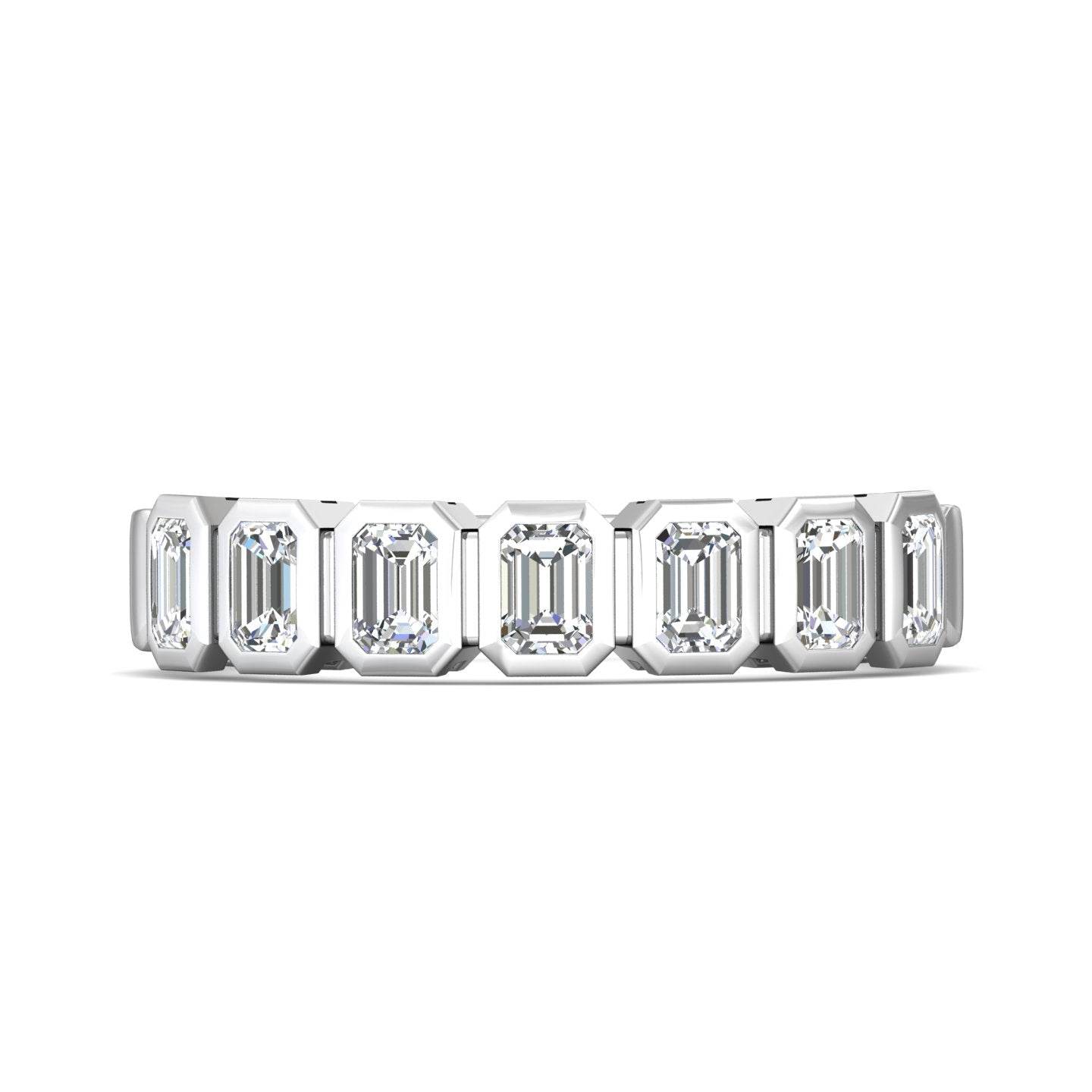 1.00 CT 7 Stones Emerald Cut Diamond Wedding Band Bezel Set - 18K White - DG & Co. Jewellery