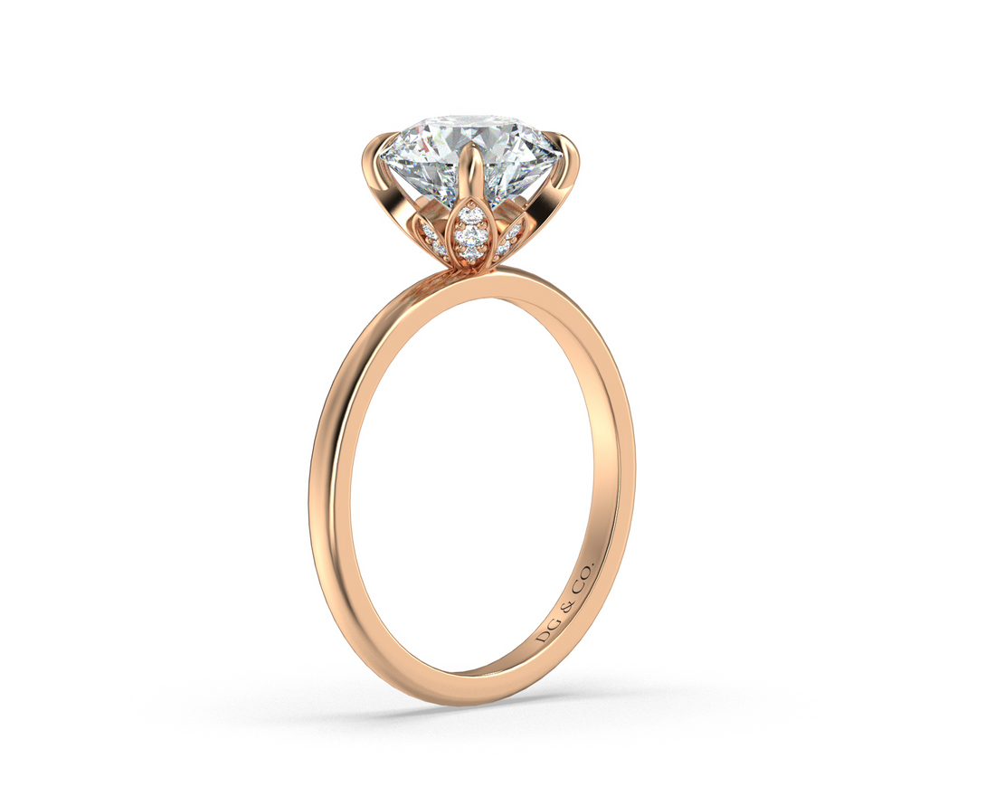 Nadia Solitaire Hidden Halo For Prong Setting Diamond Ring - 18K Rose