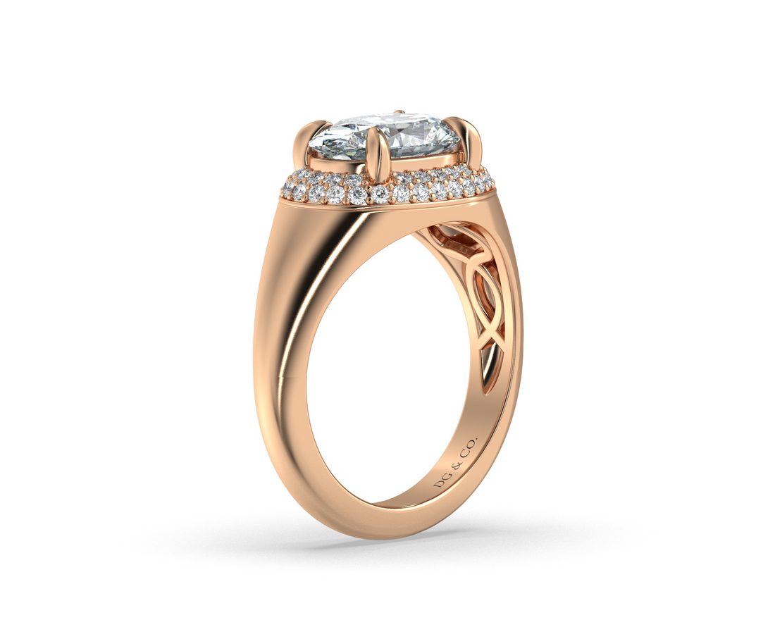 Nilla Oval Cut East West Halo Diamond Engagement Ring - 18K Rose