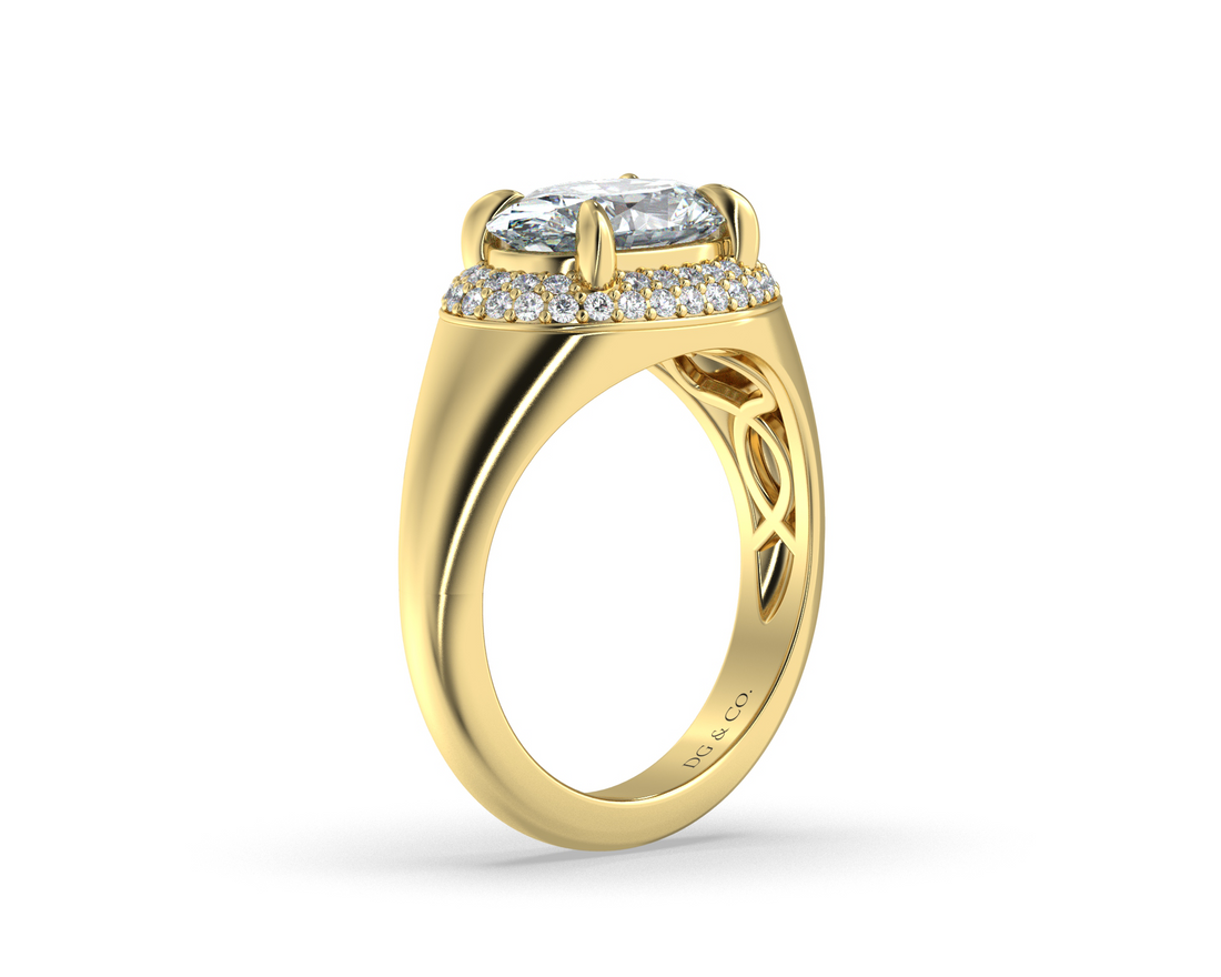 Nilla Oval Cut East West Halo Diamond Engagement Ring - 18K Yellow