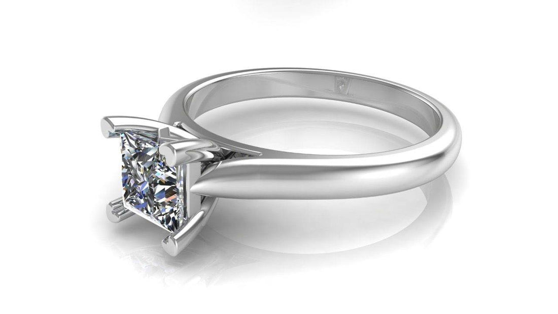 Flawless Diamond Princess Cut 4 Claw Setting Solitaire Engagement Ring In 18K White Gold - DG & Co. Jewellery