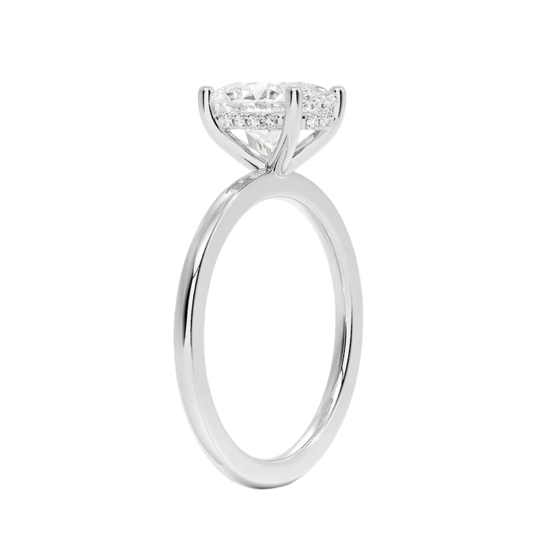 Paula Oval Cut Hidden Halo Four Claw Setting Diamond Engagement Ring - Platinum