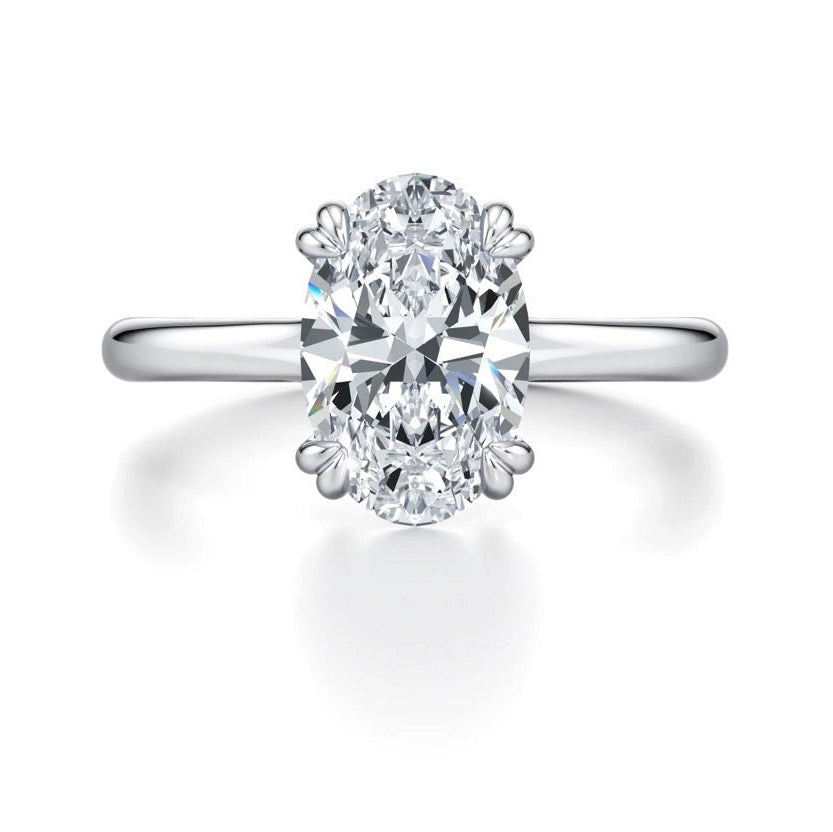 Atusa Oval Cut Diamond Cross Over Double Claw Engagement Ring - 18K White