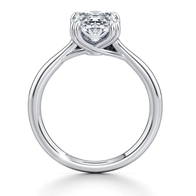 Atusa Oval Cut Diamond Cross Over Double Claw Engagement Ring - Platinum