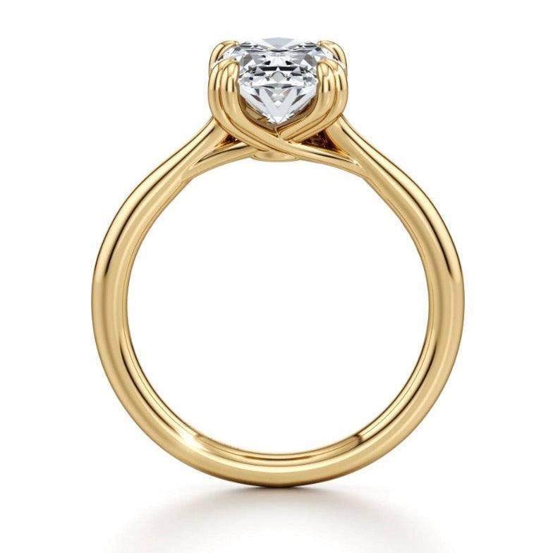 Atusa Oval Cut Diamond Cross Over Double Claw Engagement Ring - 18K Yellow