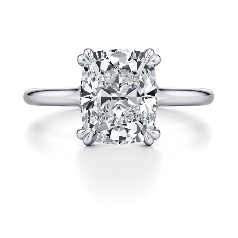 Bettie Cushion Cut Double Claw Cross Over Diamond Ring 