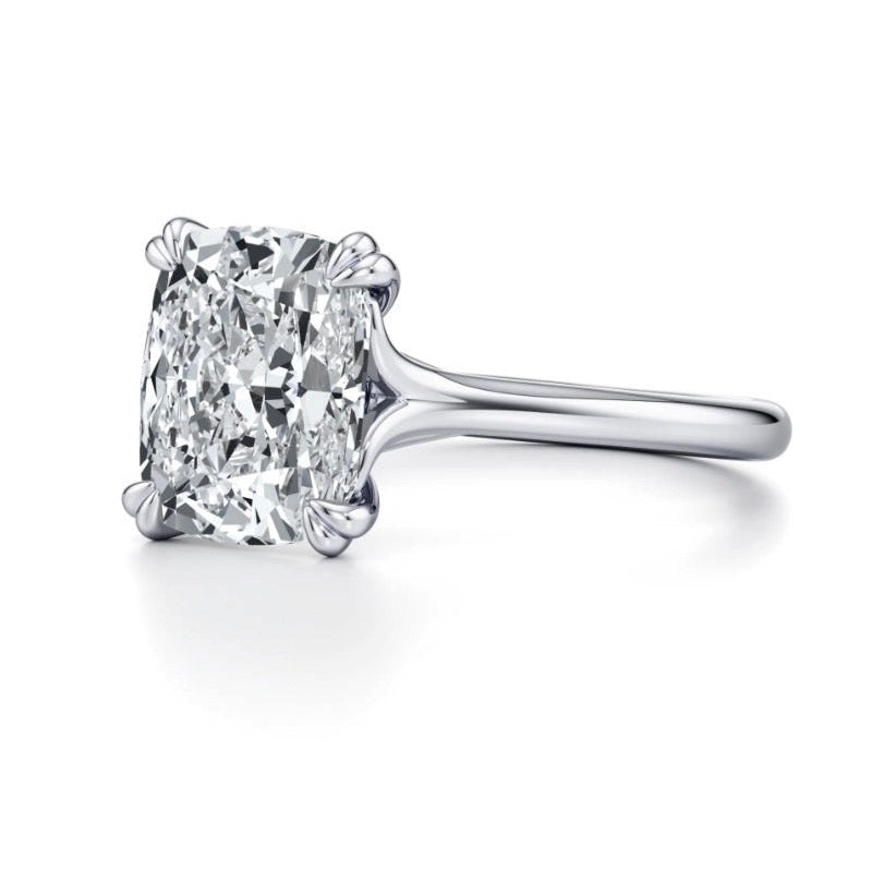Bettie Cushion Cut Double Claw Cross Over Diamond Ring 