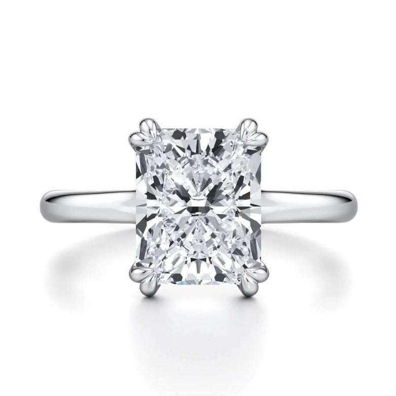 Margo Radiant cut Solitaire Twist Band Double Claw Diamond Ring - 18K White