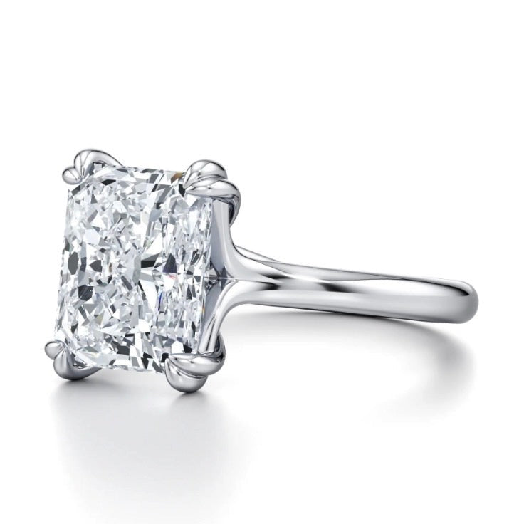 Margo Radiant cut Solitaire Twist Band Double Claw Diamond Ring - Platinum