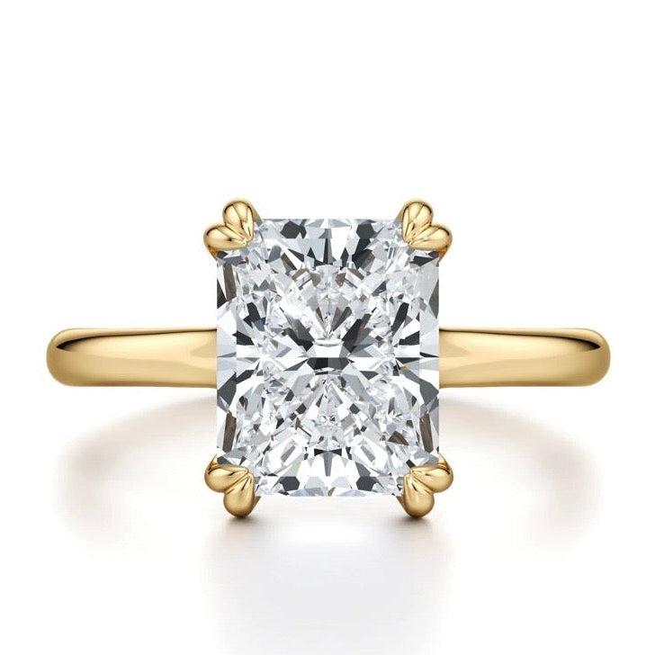Margo Radiant cut Solitaire Twist Band Double Claw Diamond Ring - 18K Yellow