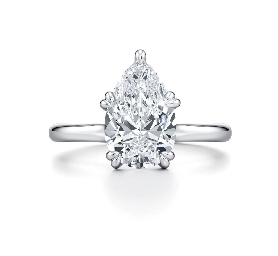 Bravo Pear Shape Cross Over Double Claw Diamond Engagement Ring - 18K White