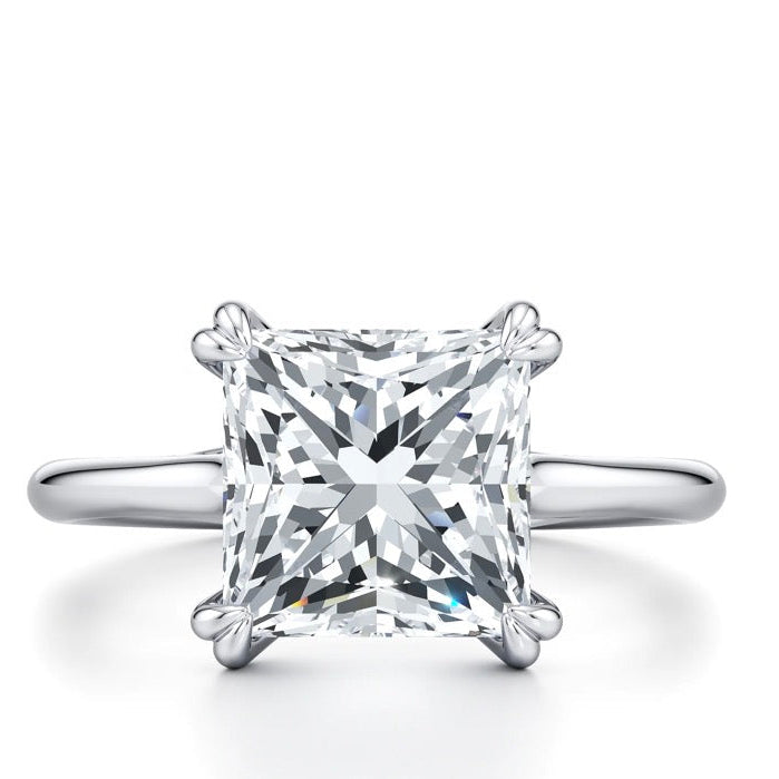 Bena Princess cut Cross Over Double Claw Diamond Engagement Ring - 18K White