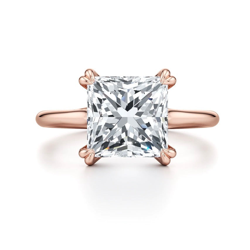 Bena Princess cut Cross Over Double Claw Diamond Engagement Ring - 18K Rose