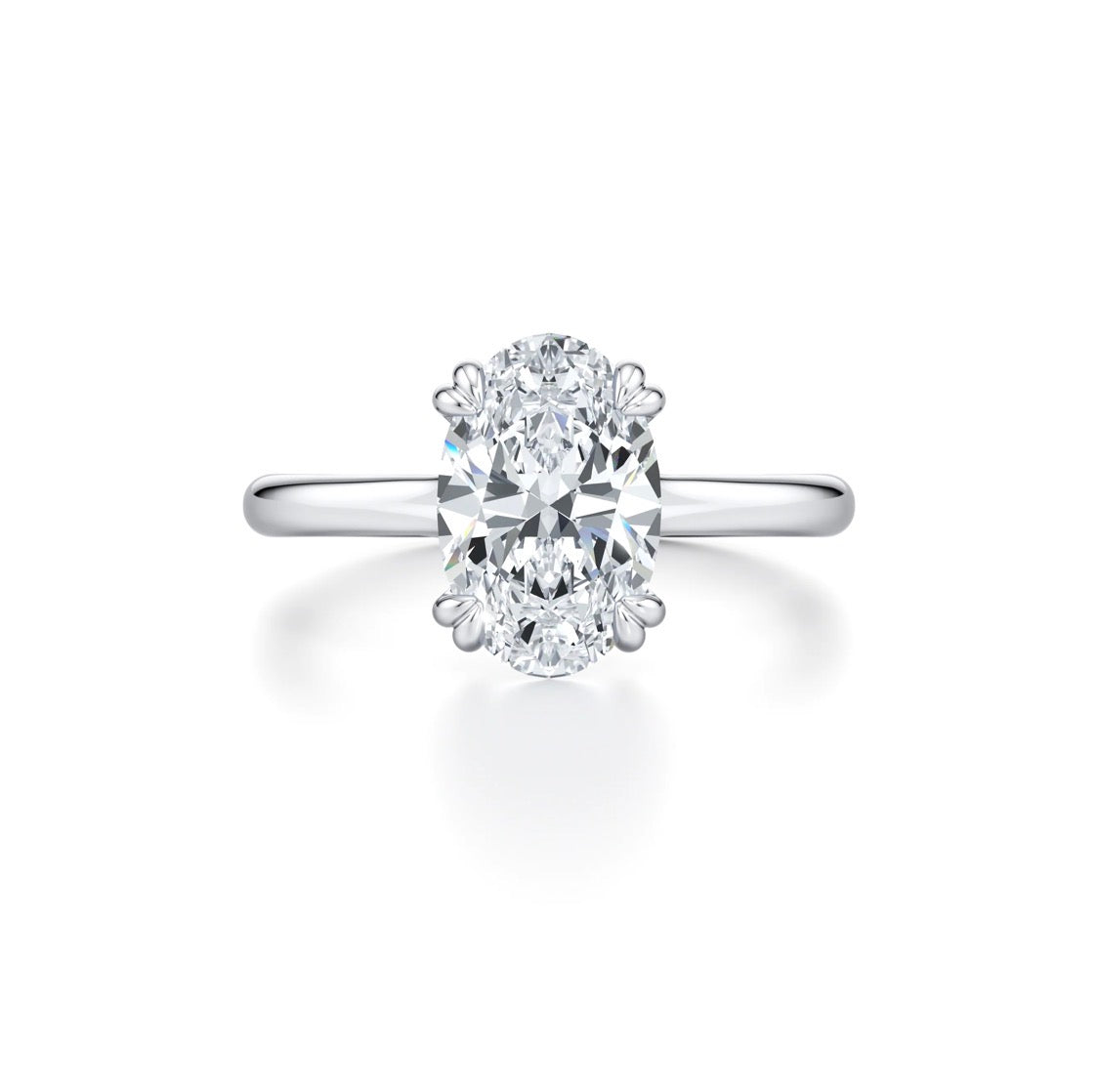 Atusa Oval Cut Diamond Cross Over Double Claw Engagement Ring - Platin ...