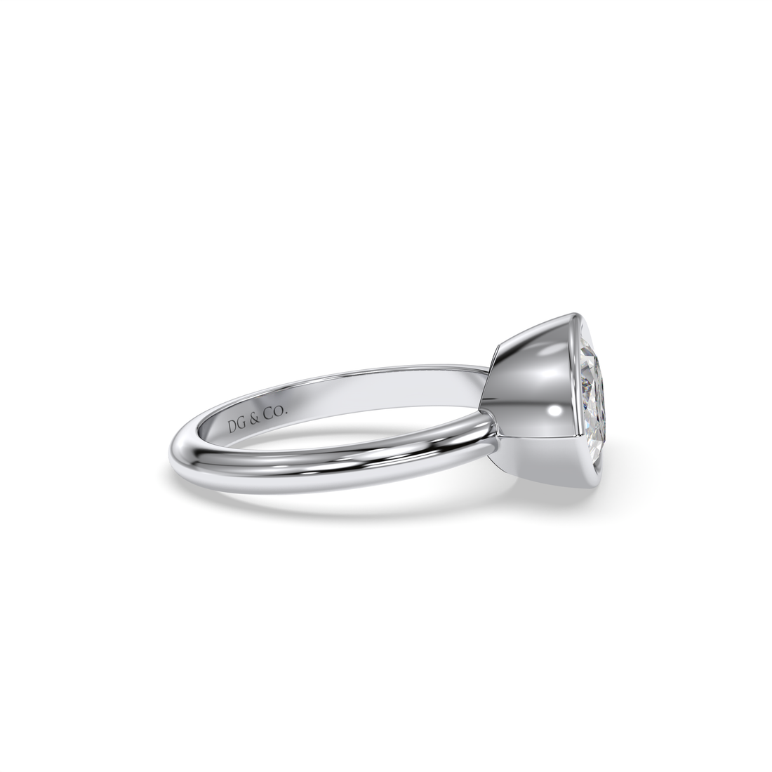 Royce Marquise Cut Bezel Set Low Setting Diamond Engagement Ring - 18K White