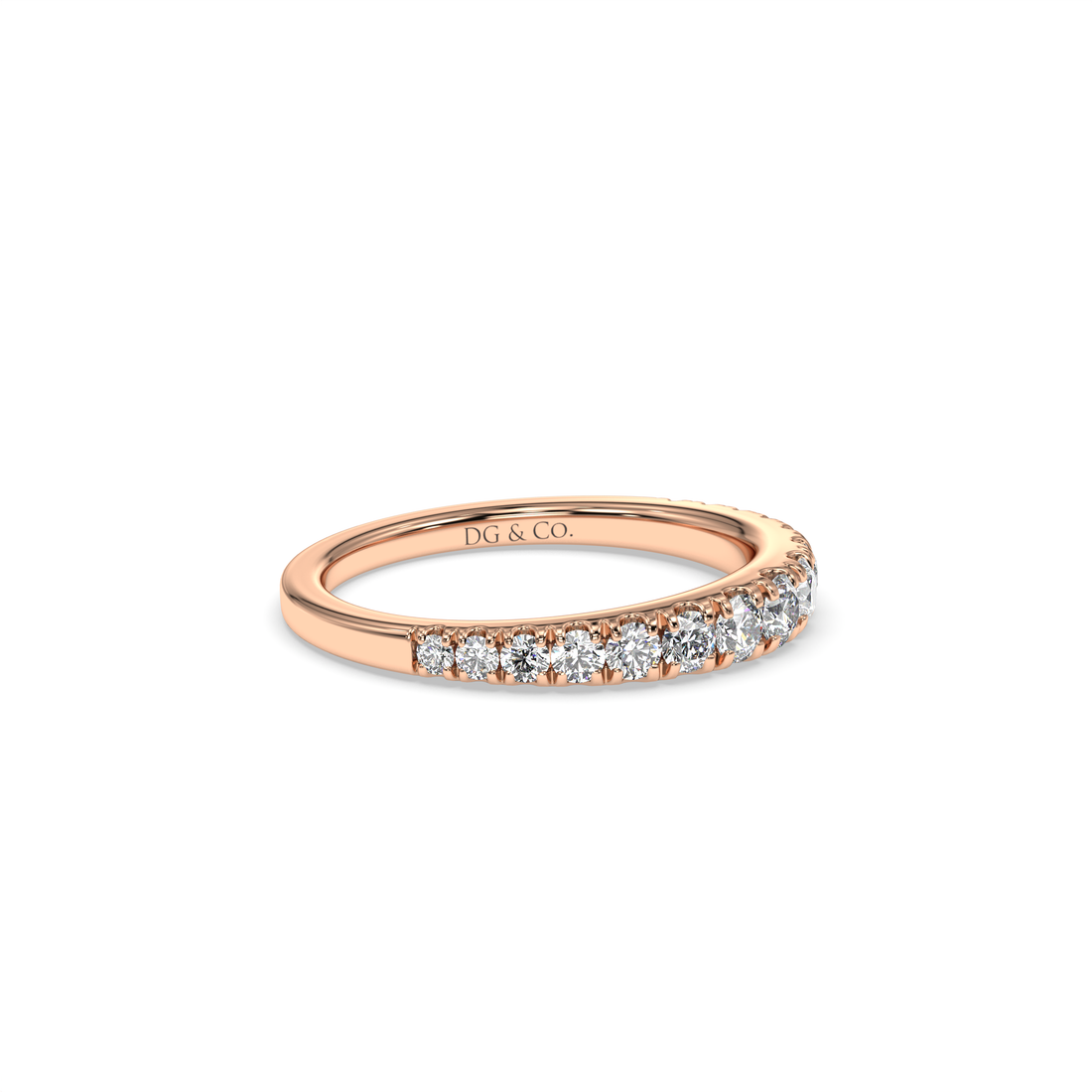 Sogol Graduated Pave Cut Diamond Wedding Band - 18K Rose
