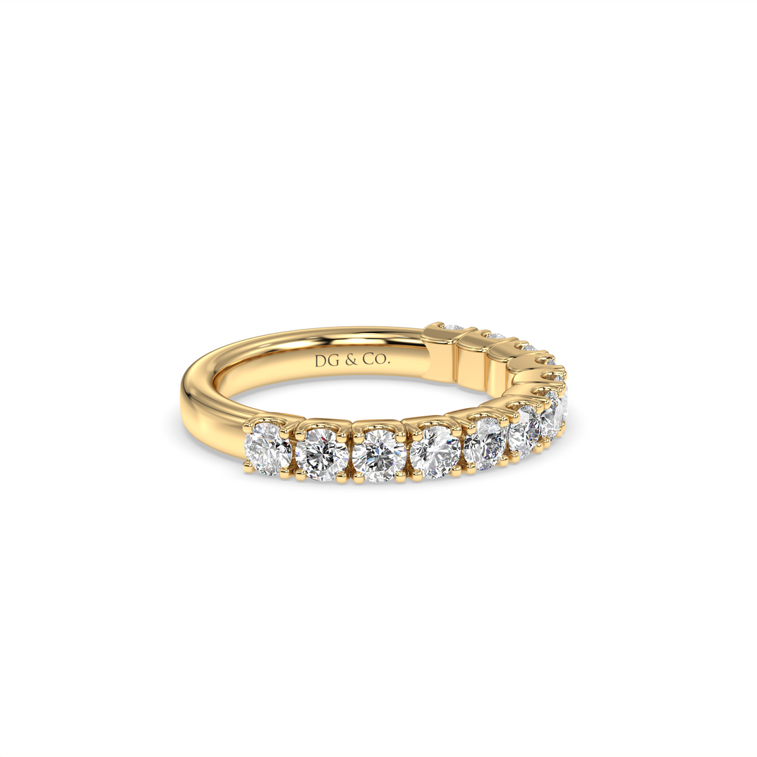 Roxa Half Eternity Four Claw Diamond Wedding Band - 18K Yellow