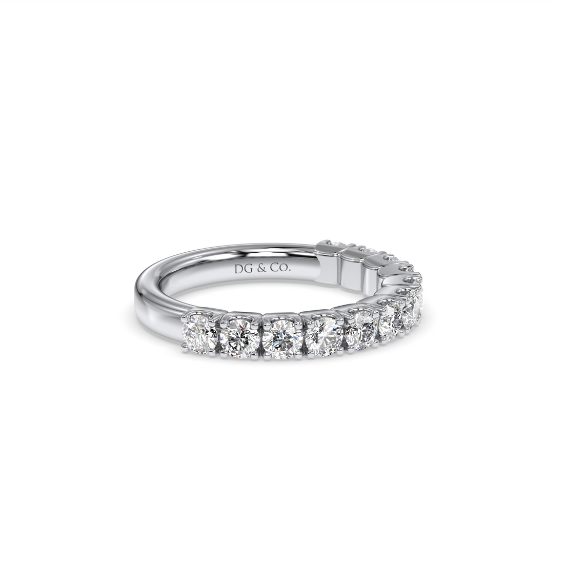 Roxa Half Eternity Four Claw Diamond Wedding Band - 18K White