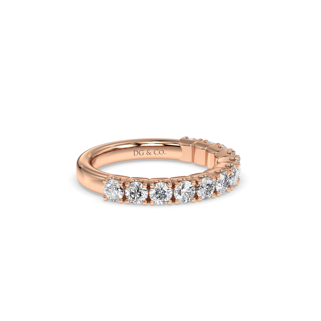 Roxa Half Eternity Four Claw Diamond Wedding Band - 18K Rose
