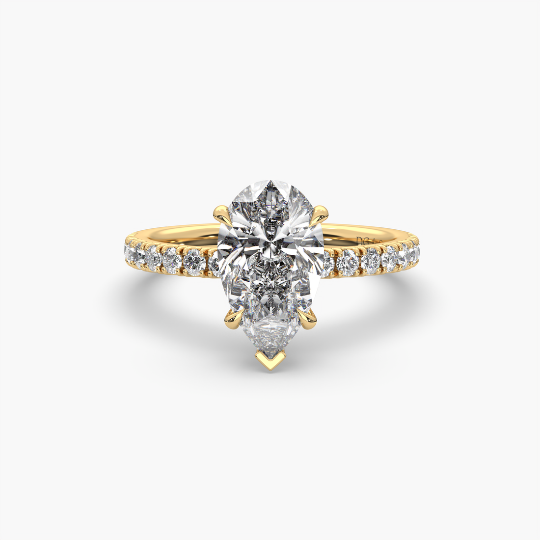 Campana Pear Cut Diamond Low Setting Engagement Ring - 18K Yellow