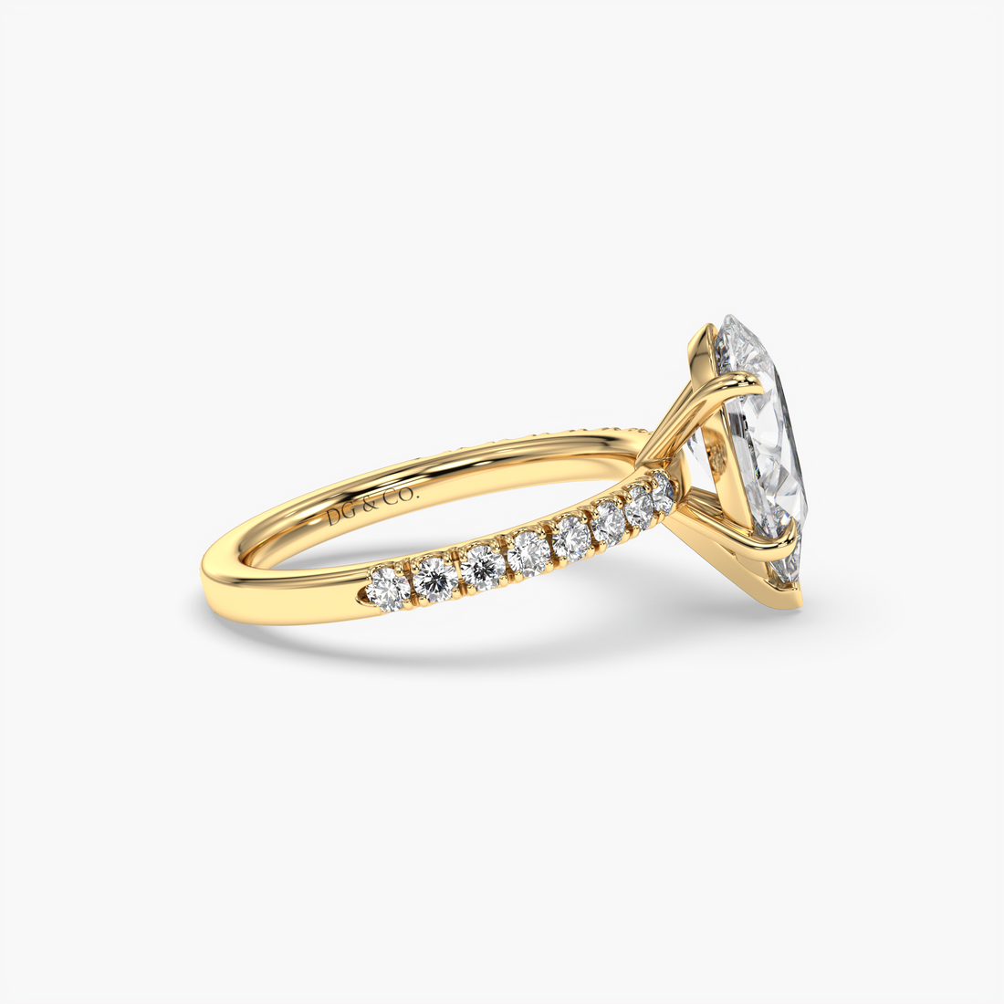 Campana Pear Cut Diamond Low Setting Engagement Ring - 18K Yellow