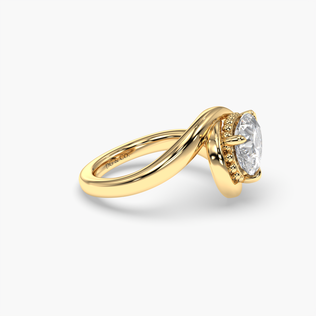 Ivy East West Carvy Solitaire Pear Shape Diamond Engagement Ring - 18K Yellow