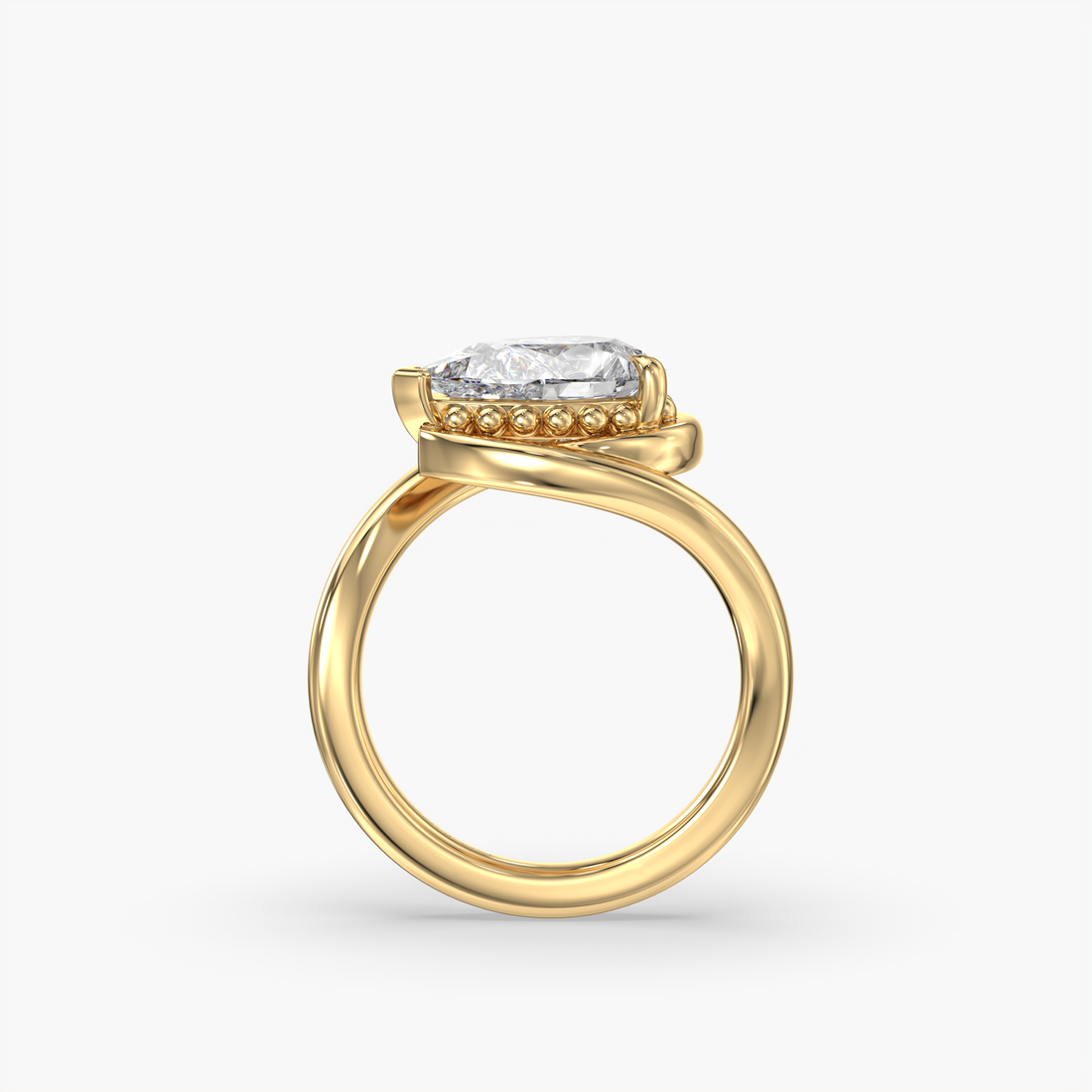 Ivy East West Carvy Solitaire Pear Shape Diamond Engagement Ring - 18K Yellow