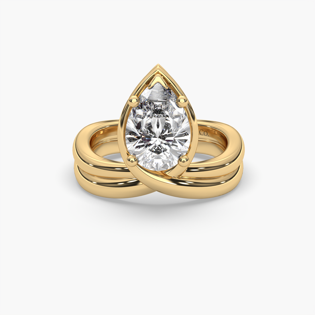 Imani Split Band Solitaire Pear Shape Diamond Engagement Ring - 18K Yellow