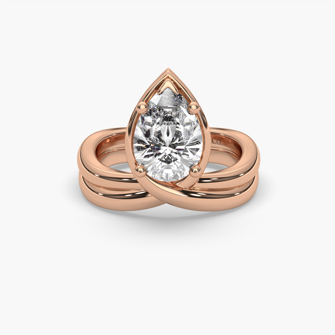 Imani Split Band Solitaire Pear Shape Diamond Engagement Ring - 18K Rose