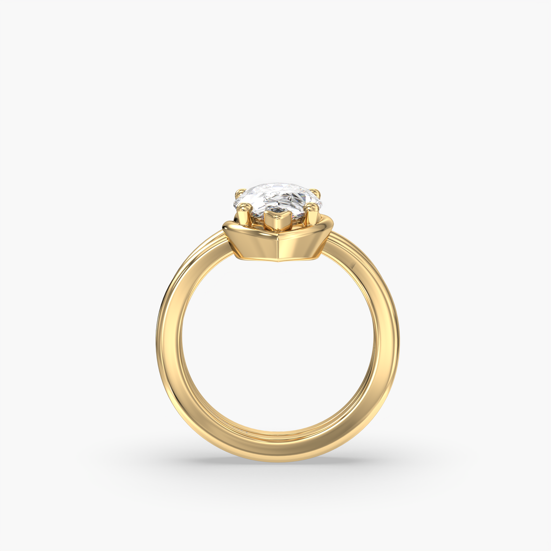 Imani Split Band Solitaire Pear Shape Diamond Engagement Ring - 18K Yellow