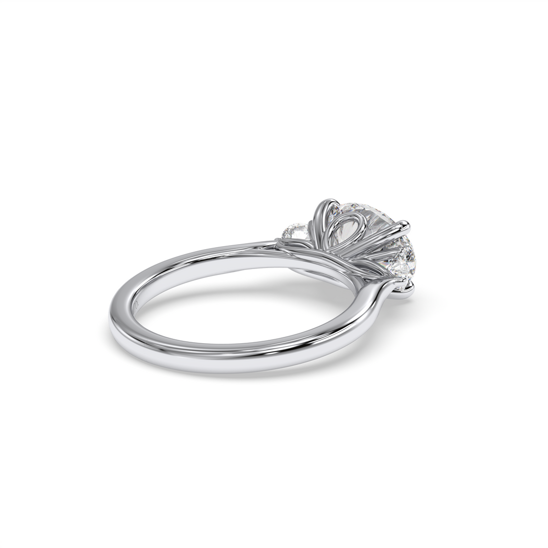 Mira Trilogy Oval Cut East West with a Lotus Setting Diamond Engagement Ring - 18K White