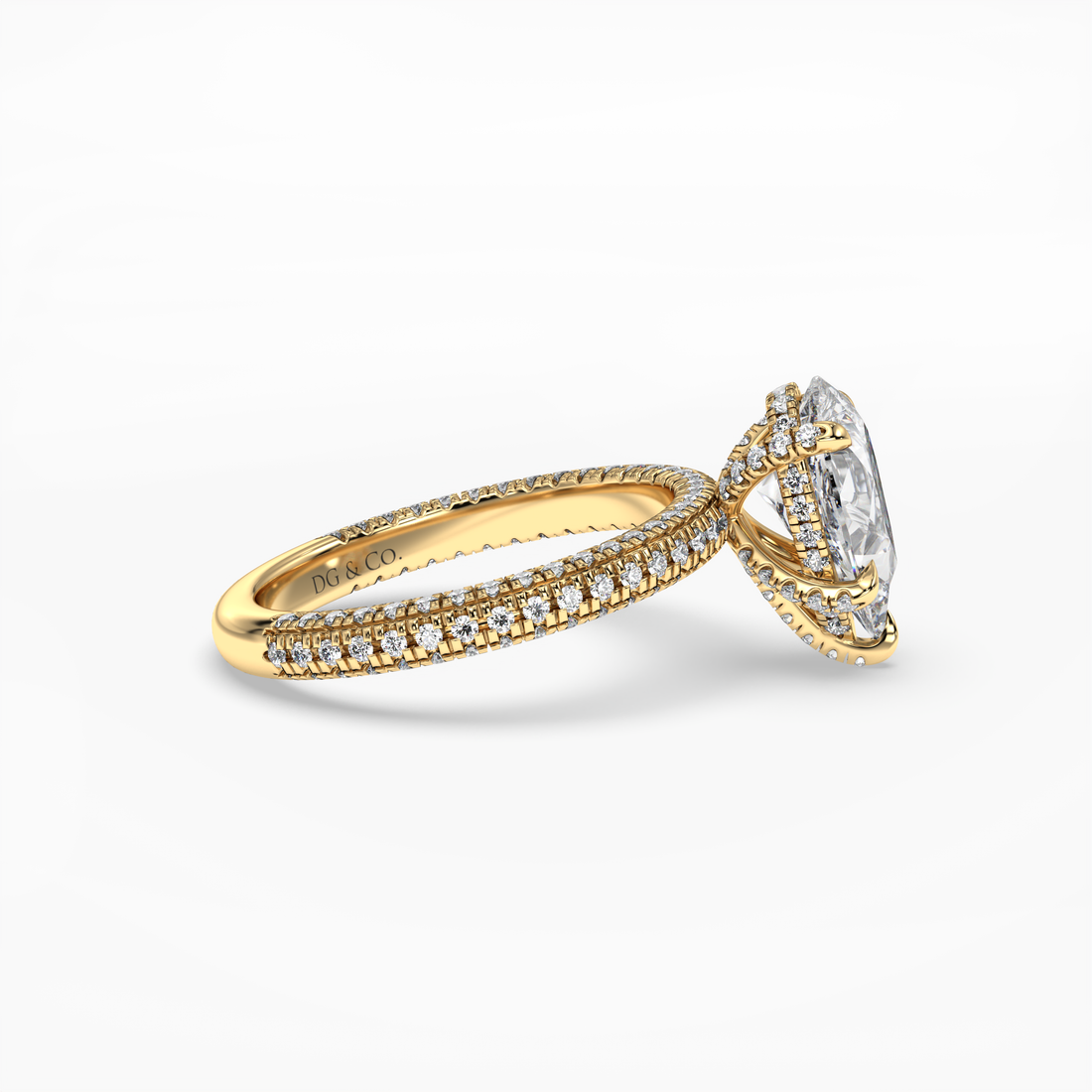 Leonora Pear Cut Hidden Halo Pave Setting Diamond Engagement Ring - 18K Yellow