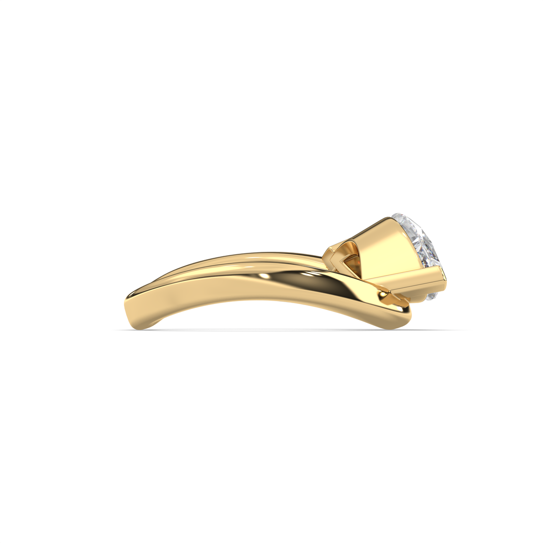 Cyra Solitaire Marquise Cut East West Claw Setting with a Carve Band Diamond Ring - 18K Yellow