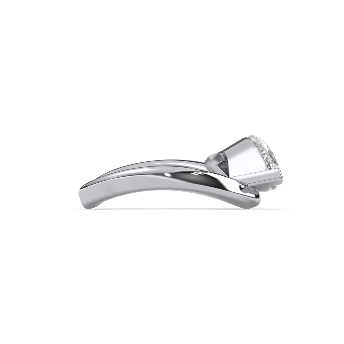 Cyra Solitaire Marquise Cut East West Claw Setting with a Carve Band Diamond Ring - 18K White