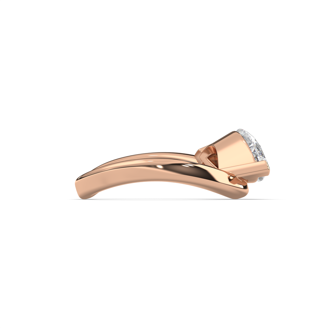 Cyra Solitaire Marquise Cut East West Claw Setting with a Carve Band Diamond Ring - 18K Rose
