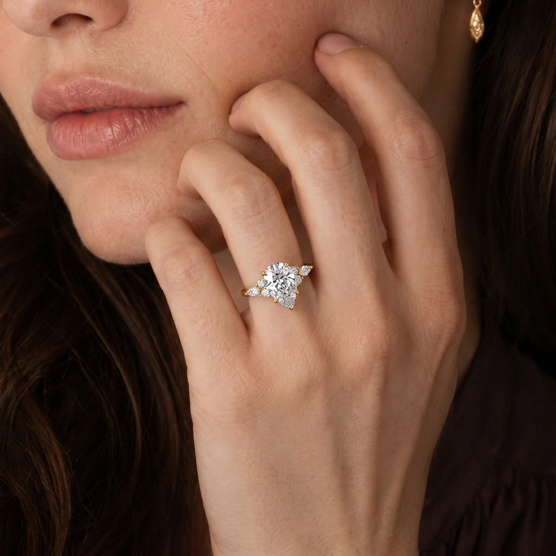 Layal Pear Shape Cut Diamond Engagement Ring - 18K Yellow